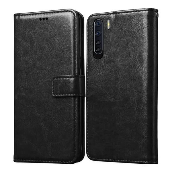 Flip Cover for Oppo F15 / Oppo A91 | Premium Leather Finish | Inbuilt Pockets & Stand | Flip Case for Oppo F15 / Oppo A91 (Black)