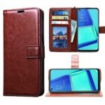 Flip Leather Mobile Cover (Soft & Flexible Back case) for Oppo A52 (Brown)