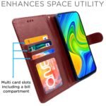 Redmi Note 9 Flip Cover Magnetic Leather Wallet Case Shockproof TPU for Redmi Note 9 (Brown)