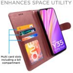 Vivo Y35 Flip Case Leather Finish | Inside TPU with Card Pockets | Wallet Stand and Shock Proof | Magnetic Closing | Complete Protection Flip Cover for Vivo Y35 (Brown)