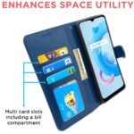 Realme C20 Flip Case Leather Finish | Inside TPU with Card Pockets | Wallet Stand and Shock Proof | Magnetic Closing | Complete Protection Flip Cover for Realme C20 (Blue)