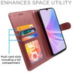 Oppo A78 5G Flip Cover Leather Finish | Inside TPU with Card Pockets | Wallet Stand and Shock Proof | Magnetic Closing | Complete Protection Flip Case (Brown)