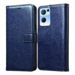 Flip Cover for Oppo Reno7 5G | Premium Leather Finish | Inbuilt Pockets & Stand | Flip Case for Oppo Reno7 5G (Blue)