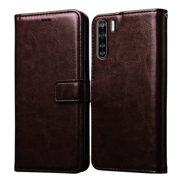 Flip Cover for Oppo F15 / Oppo A91 | Premium Leather Finish | Inbuilt Pockets & Stand | Flip Case for Oppo F15 / Oppo A91 (Coffee)