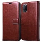 Flip Leather Mobile Cover (Soft & Flexible Back case) for Oppo A52 (Brown)