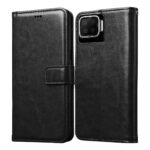 Flip Cover for Oppo F17 | Premium Leather Finish | Inbuilt Pockets & Stand | Flip Case for Oppo F17 (Black)