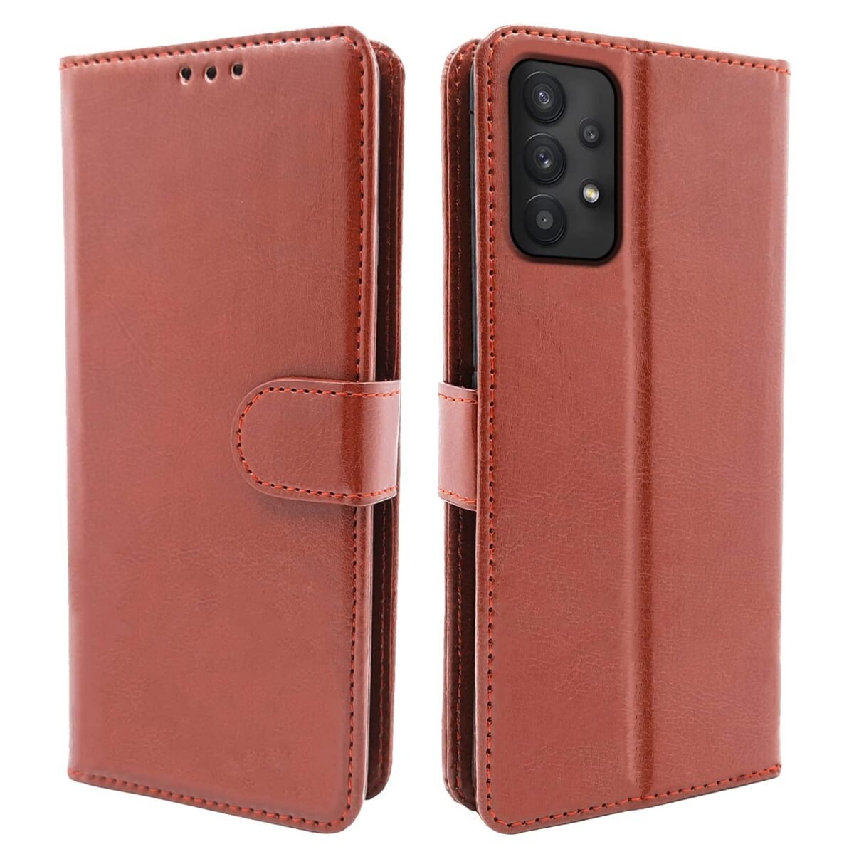 Samsung Galaxy A53 5G Flip Cover | PU Leather Finish | 360 Protection | Wallet & Stand | Strong Magnetic Flip Case for Samsung Galaxy A53 5G (Brown)