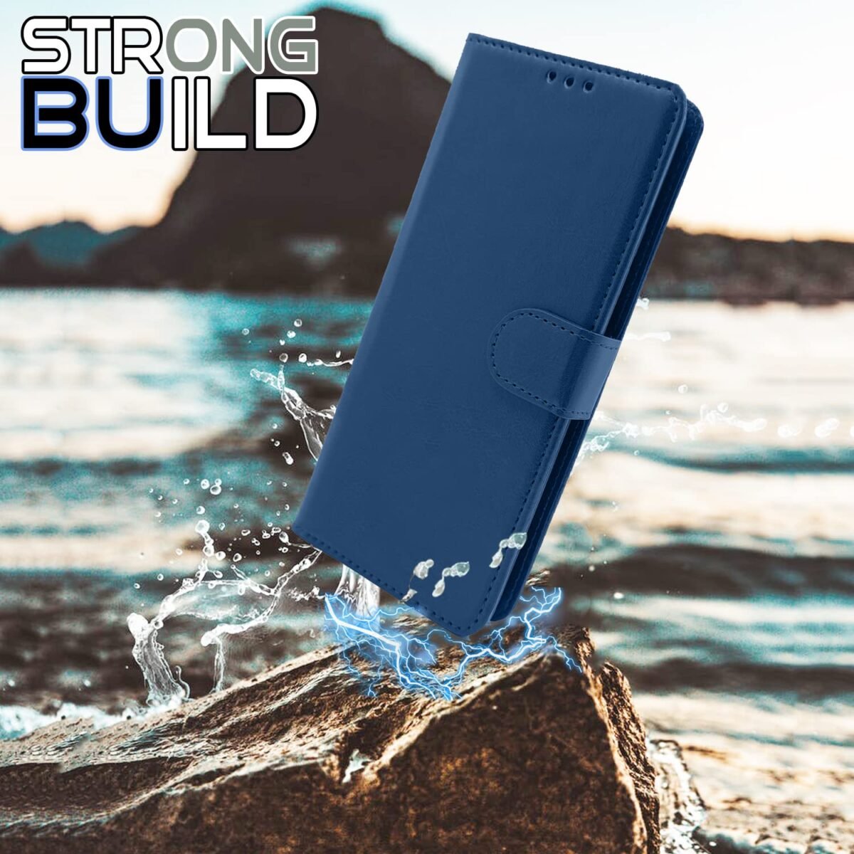 Oppo A54 Flip Cover | PU Leather Finish | 360 Protection | Wallet & Stand | Strong Magnetic Flip Case for Oppo A54 (Blue)