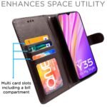 Vivo Y35 Flip Case Leather Finish | Inside TPU with Card Pockets | Wallet Stand and Shock Proof | Magnetic Closing | Complete Protection Flip Cover for Vivo Y35 (Coffee)