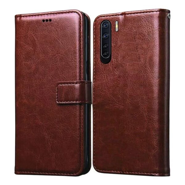 Flip Cover for Oppo F15 / Oppo A91 | Premium Leather Finish | Inbuilt Pockets & Stand | Flip Case for Oppo F15 / Oppo A91 (Brown)