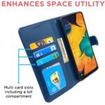 Samsung Galaxy A30 / A20 / M10s Flip Case Leather Finish | Inside TPU with Card Pockets | Wallet Stand and Shock Proof | Magnetic Closing | Complete Protection Flip Cover (Blue)