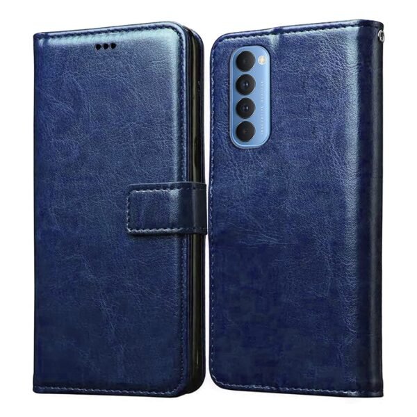 Flip Cover for Oppo Reno 4 Pro | Premium Leather Finish | Inbuilt Pockets & Stand | Flip Case for Oppo Reno 4 Pro (Blue)