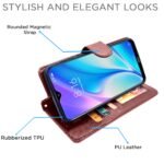 Mi Redmi 8A Dual Flip Case Leather Finish | Inside TPU with Card Pockets | Wallet Stand and Shock Proof | Magnetic Closing | Complete Protection Flip Cover for Mi Redmi 8A Dual (Coffee)