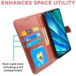 Realme C15 Flip Cover Magnetic Leather Wallet Case Shockproof TPU for Realme C15 (Brown)