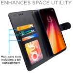 Redmi Note 8 Flip Cover Case | Leather Finish | Wallet Stand | Shock Proof | 360 Degree Complete Protection Flip Cover for Xiaomi Redmi Note 8 (Black)