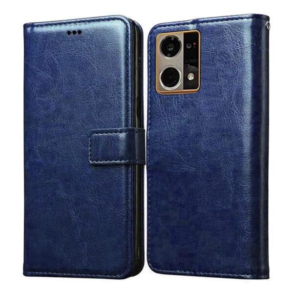 Flip Cover for Oppo F21 Pro 4G | Premium Leather Finish | Inbuilt Pockets & Stand | Flip Case for Oppo F21 Pro 4G (Blue)