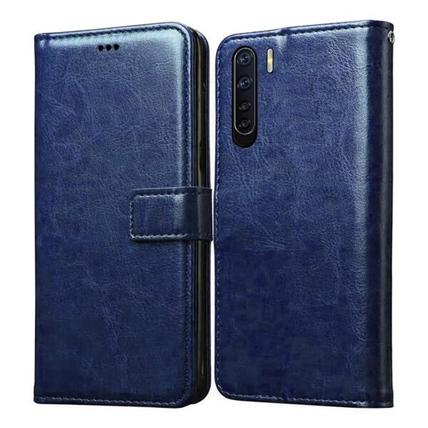 Flip Cover for Oppo F15 / Oppo A91 | Premium Leather Finish | Inbuilt Pockets & Stand | Flip Case for Oppo F15 / Oppo A91 (Blue)