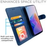 Oppo F21 Pro 5G / F21s Pro 5G Flip Case Leather Finish | Inside TPU with Card Pockets | Wallet Stand and Shock Proof | Magnetic Closing | Complete Protection Flip Cover (Blue)