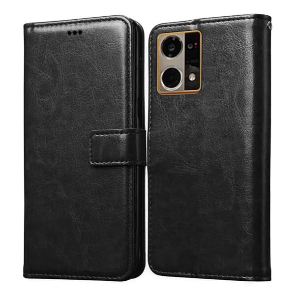 Flip Cover for Oppo F21 Pro 4G | Premium Leather Finish | Inbuilt Pockets & Stand | Flip Case for Oppo F21 Pro 4G (Black)