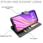 Vivo Y35 Flip Case Leather Finish | Inside TPU with Card Pockets | Wallet Stand and Shock Proof | Magnetic Closing | Complete Protection Flip Cover for Vivo Y35 (Black)