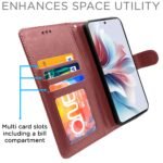 Oppo F25 Pro 5G Flip Cover Leather Finish | Inside TPU with Card Pockets | Wallet Stand and Shock Proof | Complete Protection Flip Case (Brown)