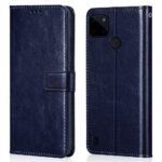 Shock Proof Flip Cover Back Case Cover for Realme C21Y | C21 | C25Y (Flexible | Leather Finish | Card Pockets Wallet & Stand | Blue)