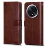 Shock Proof Flip Cover Back Case Cover for Oppo F27 Pro Plus 5G (Flexible | Leather Finish | Card Pockets Wallet & Stand | Chestnut Brown)