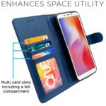 Redmi 6 Flip Cover Leather Finish | Inside TPU with Card Pockets | Wallet Stand and Shock Proof | Complete Protection Flip Case (Blue)