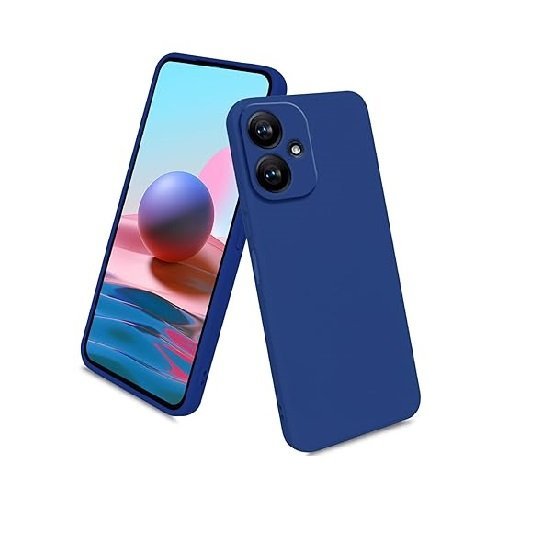 Silicone Back Cover for Poco M6 5G | Camera Protection Anti Shock Back Case (Blue)