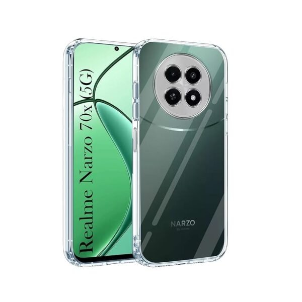 Realme Narzo 70x 5G (Silicone Clear Shockproof Case with Camera Protection | Soft and Flexible | Transparent)