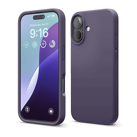 iPhone 16 Case, Premium Liquid Silicone Case, Full Body Protective Cover, Shockproof (Deep Purple)