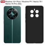 Realme 12+ Plus/Realme P1 / Narzo 70/70 Pro (5G) Back Cover | Camera Bump Protection | Silicone (Black)