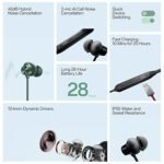 OnePlus Bullets Wireless Z2 ANC Bluetooth in Ear Earphones with Mic, 45dB Hybrid ANC, Bombastic Bass - 12.4 mm Drivers, 10 Mins Charge - 20 Hrs Music, 28 Hrs Battery (Black)