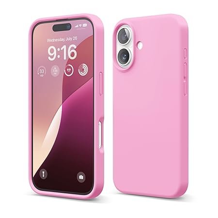 iPhone 16 Case, Premium Liquid Silicone Case, Full Body Protective Cover, Shockproof (Hot Pink)