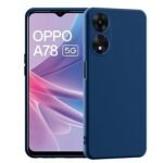 Silicone Soft Back Cover Case with Micro-Fibre Cloth On Inner Side for Oppo A78 5G (Blue)