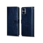 Flip Cover Back Case Cover for Samsung Galaxy A06 (Flexible | Leather Finish | Card Pockets Wallet & Stand (Blue)