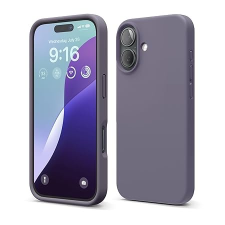 iPhone 16 Case, Premium Liquid Silicone Case, Full Body Protective Cover, Shockproof (Deep Lavender)