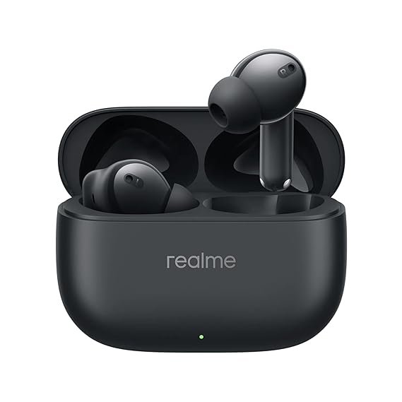 Realme Buds T310 Truly Wireless in-Ear Earbuds with 46dB Hybrid ANC, 360° Spatial Audio, 12.4mm Dynamic Bass Driver, Upto 40Hrs Battery and Fast Charging (Black)