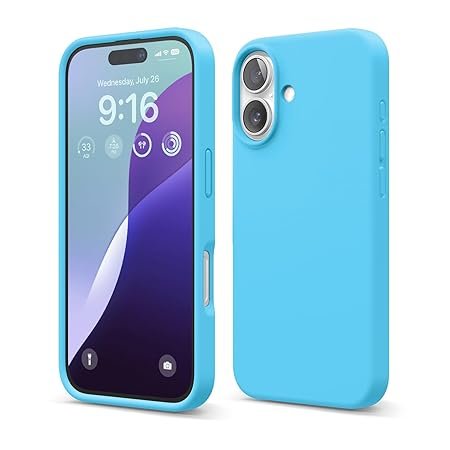 iPhone 16 Case, Premium Liquid Silicone Case, Full Body Protective Cover, Shockproof (Ocean Blue)