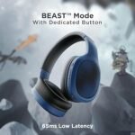 boAt Rockerz 460 Wireless Over Ear Headphones W/Up to 30Hrs Playtime, 40Mm Drivers, Signature Sound, Beast Mode, Enx, Dual Pairing, Bt V5.2, Instant Voice Assistant ( Blue)