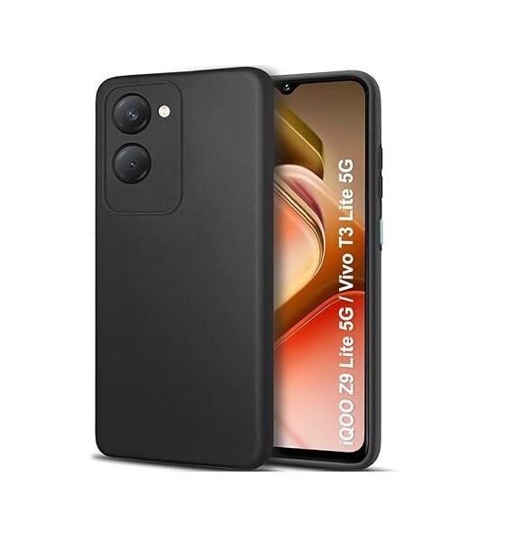 Back Cover Case for iQOO Z9 Lite/Vivo T3 Lite 5G / Y18 / Y18e / Y03 / Y28s / Y37 | Camera Protection Bump | Soft Matte Silicon Cover (Silicone, Black)