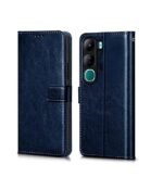 Flip Cover Back Case Cover for Vivo Y300 5G | Flexible | Leather Finish | Card Pockets Wallet & Stand (Blue)