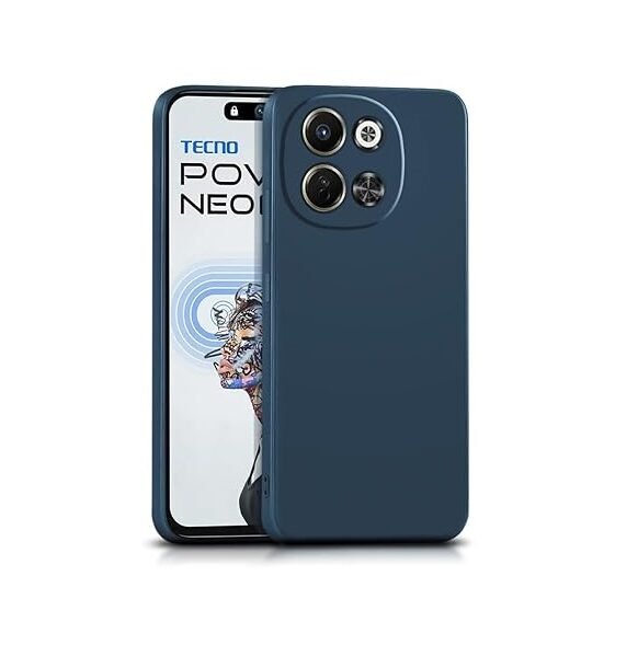 Back Cover for Tecno Pova 6 Neo 5G | Ultra Slim Soft Rubberised Case | Camera Protection - Silicone Blue