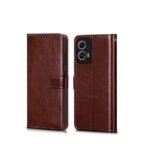 Flip Cover Back Case Cover for Motorola Moto G34 5G | Moto G45 5G | Flexible | Leather Finish | Card Pockets Wallet & Stand (Flip, Brown)