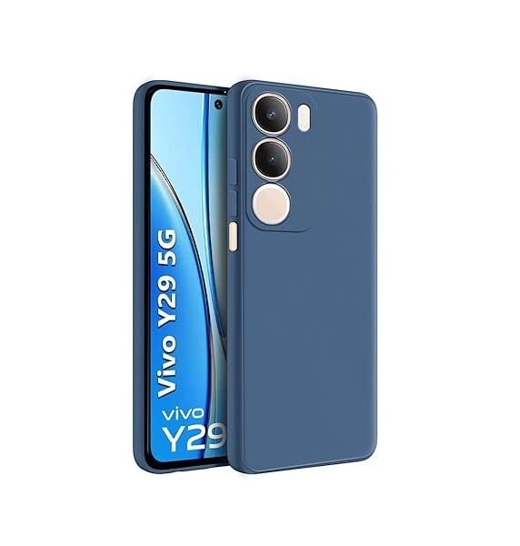 Back Cover for Vivo Y29 5G | Matte Soft Silicon Flexible | Camera Bump Protection (Silicone Blue)