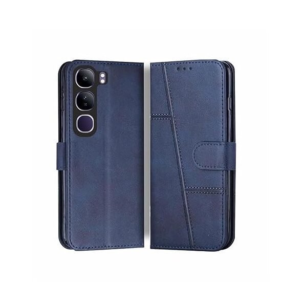 Vivo Y29 5G Flip Cover | Card Pockets Wallet & Stand (Flip, Blue)