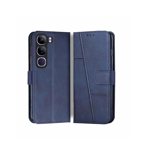 Vivo Y29 5G Flip Cover | Card Pockets Wallet & Stand (Flip, Blue)