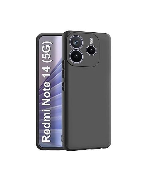 Redmi Note 14 (5G) Back Cover | Camera Bump Protection (Silicone, Black)