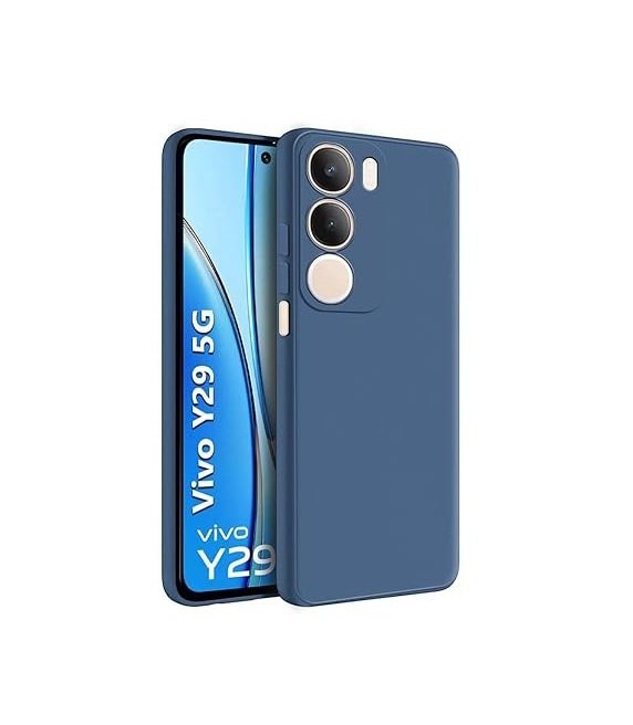 Back Cover for Vivo Y29 5G | Matte Soft Silicon Flexible | Camera Bump Protection (Silicone Blue)