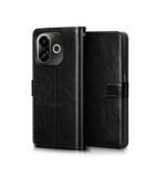 Flip Cover Back Case Cover for Tecno Pop 9 5G | Tecno Spark 30C 5G Flexible | Leather Finish | Card Pockets Wallet & Stand (Black))